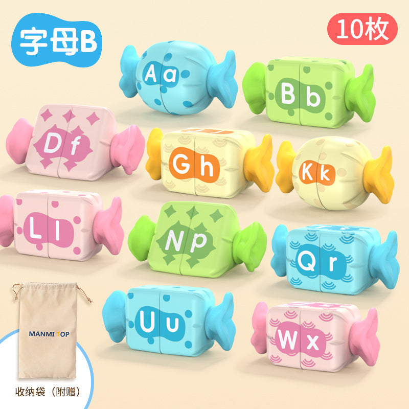 Cross-border early education educational candy pairing toy baby gnawing tooth glue thinking logic training digital shape English