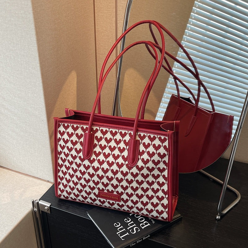 Red Thousand Birds Gotot Bag Women's 2025 New Fashion and Popular Versatile Commuter Shoulder Bag Bridal Wedding Bag