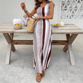 Hot-selling european and american independent store: premium, high-quality, long-sleeved, summer vacation-style white striped dress for women