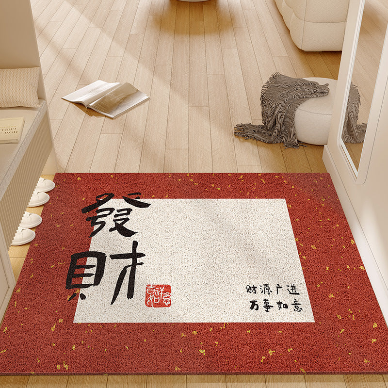 Entrance door mat, anti-slip red festive stain-resistant coil mat, no-wash wipeable  new arrival doormat