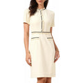 Amazon fashion elegant short sleeve round neck dress  summer new pearl slim fit elegance skirt