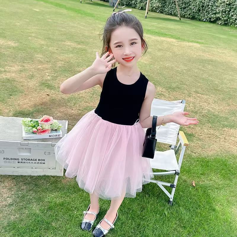 Summer new arrival: solid color korean style trendy girls' short-sleeve dress - available in three colors - kids' princess dress