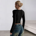Amazon cross-border women's fashion: european and american sexy sweet & spicy t-shirt - spring/summer deep v design long sleeve base layer top