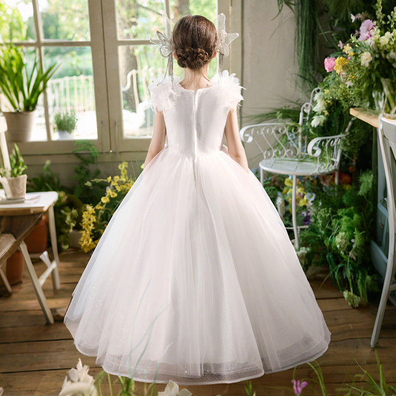 Girls' formal dress - european & american style, cross-border flower girl wedding dress, light luxury high-end mesh children's dress, elegant birthday party gown