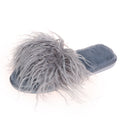 Slippers long hair fall and winter women open toe k-stylefashionbows fur one-line drag artificial fur wooden floor artificial fur