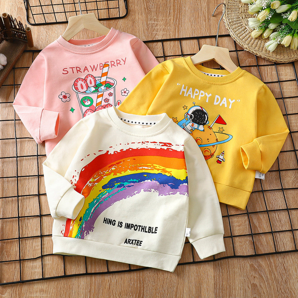 Children's hoodie  autumn collection, 100% cotton, long sleeve t-shirt for boys and girls, infant and toddler pullover top