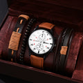 White face red letter coffee belt + brown bracelet set