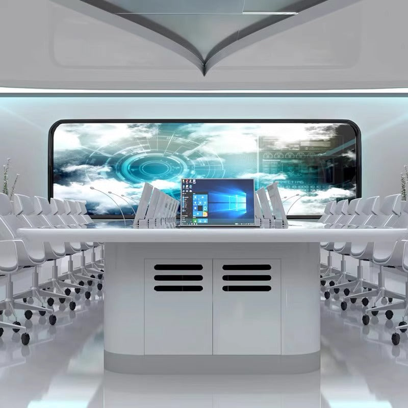 Painted conference table, intelligent adjustable paperless office table, large multi-functional bar table, conference room table and chair combination