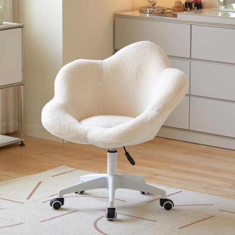 Cosmetic chair girls bedroom petal chair dressing table rotating chair for home cream style manicure chair lambswool chair