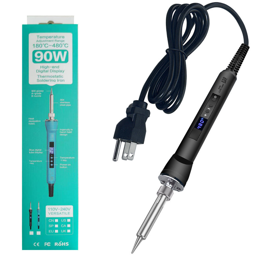 Cross-border new product 90W internal heating type digital display temperature regulation constant temperature electric soldering iron set electric loiron welding pen household maintenance