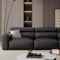Source factory small black cow genuine leather sofa modern small apartment sofa living room down black leather sofa