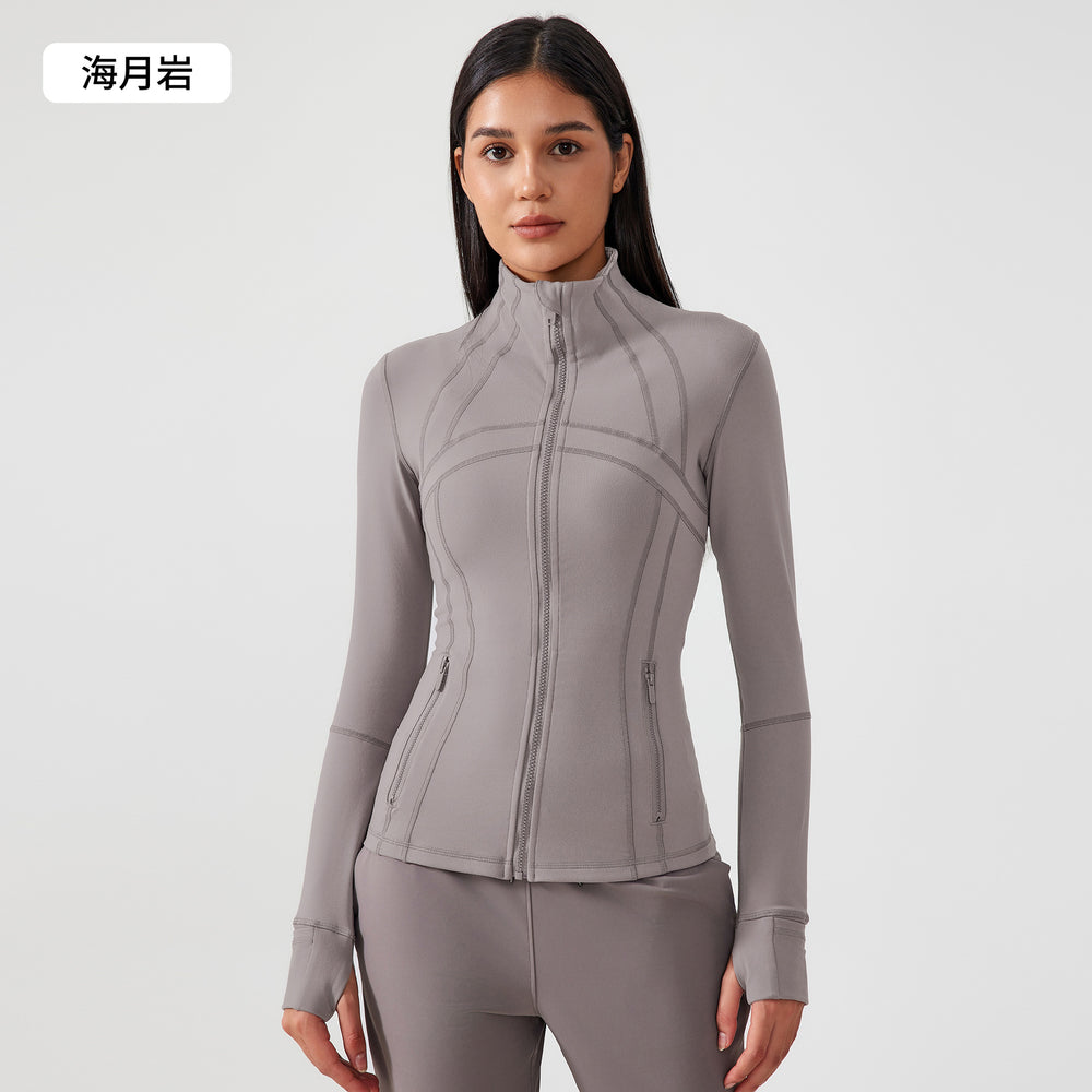 Fall and winternew arrival yoga sports outwear women's elastic zipper running fitness yoga long sleevestopsjacketz18031
