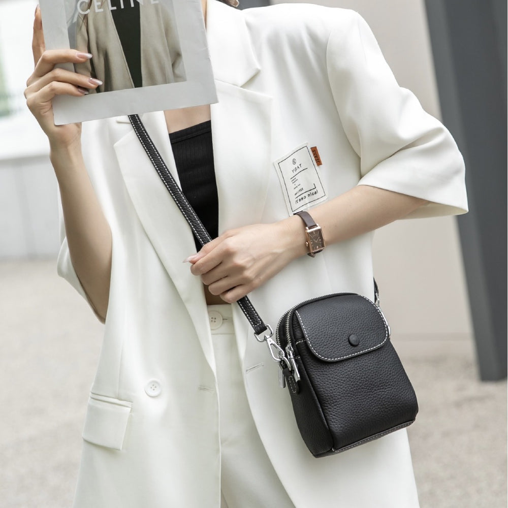 Women's crossbody phone bag - 2024 new style, chic and trendy small bag, fashionable, minimalist, casual, versatile, genuine leather cowhide shoulder bag
