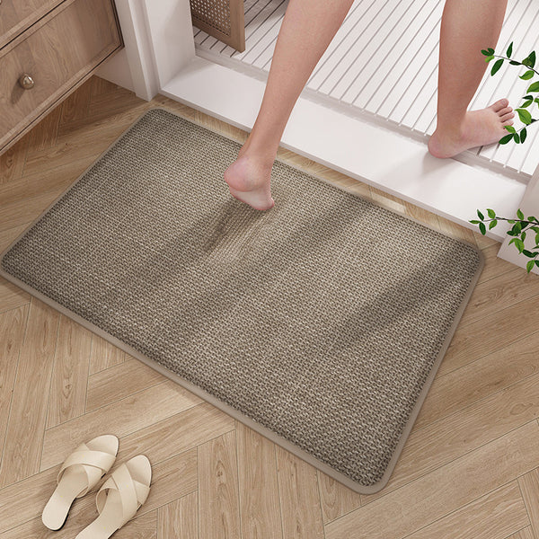 Cross-border imitation linen woven high-end bathroom floor mat thickened memory sponge non-slip absorbent foot pad household carpet