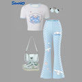 wholesale girls' flared pants set, fashionable spring, summer, and autumn sanrio short-sleeved long flared pants set for girls