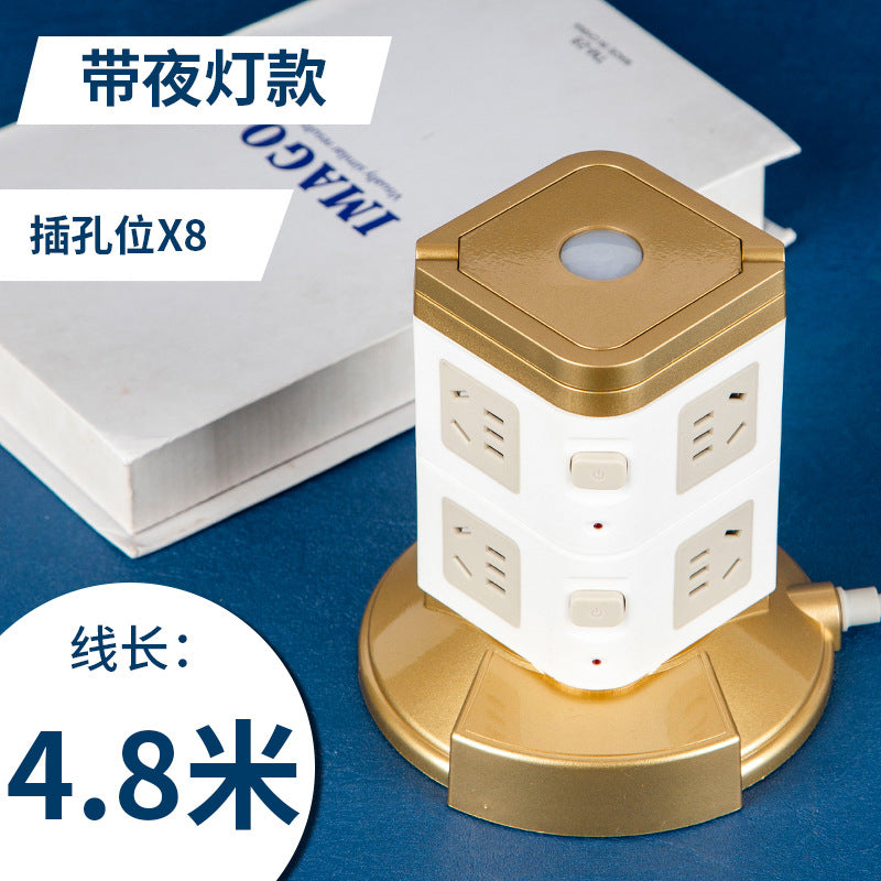 Multifunctional smart socket long line night light plug strip multi-hole plug-in board usb plug-in tower office vertical plug-in