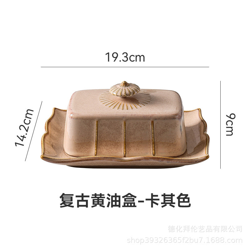 Creative ceramic butter dish european style tableware with lid butter plate dessert dish butter dish cheese box - wholesale from manufacturer