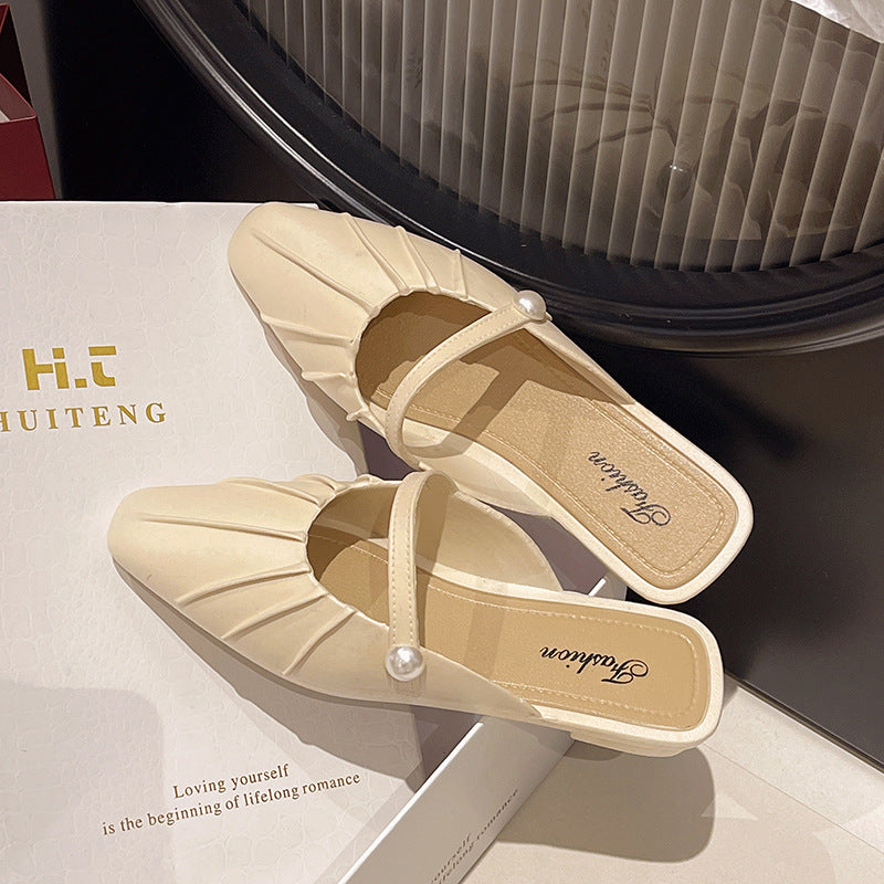 2024summer baotou slippers women's popular ins simple lazy western style sweet fairy style one-line sandals for women