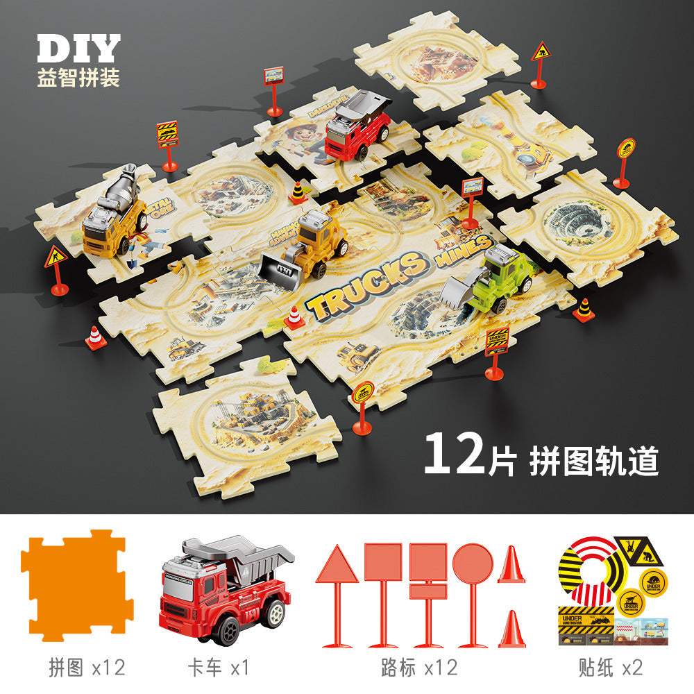 children's diy multifunctional electric vehicle educational toy for boys ages 3-6, construction vehicle model puzzle track car