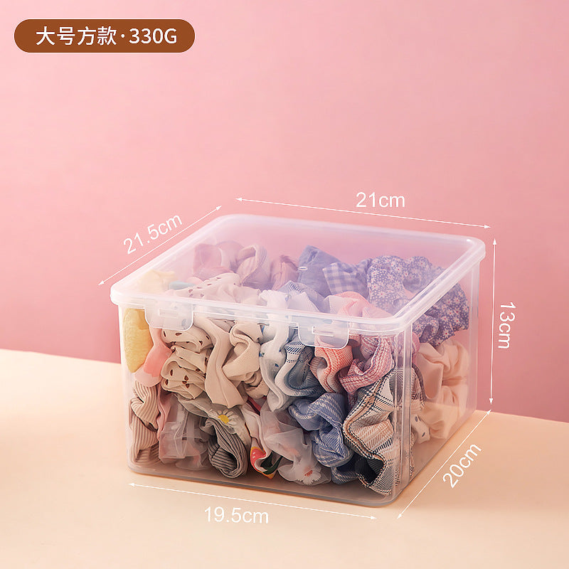 Desktop jewelry hairpin headgear transparent storage box plastic mirror cabinet drawer children's hair accessories storage box with lid ins