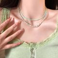 Summer dopamine colorful beaded necklace women's light luxury niche double layered clavicle chain 2025 new neck chain