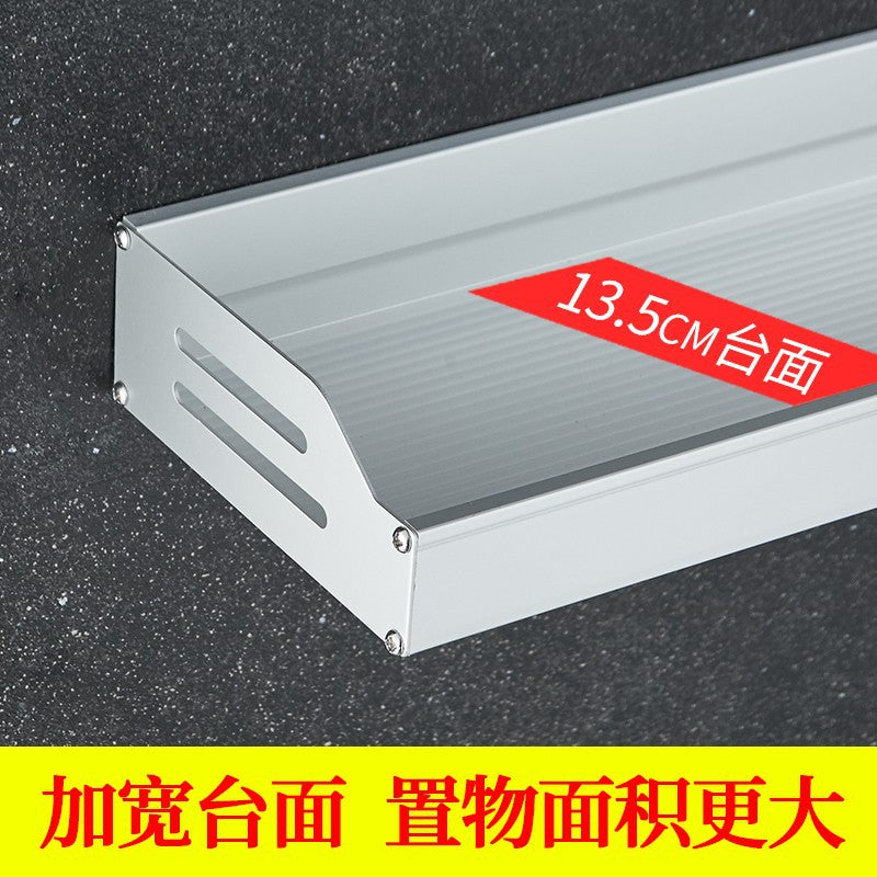 Silver Removable Space Aluminum Kitchen Seasoning Shelf Wall Mounted Storage Rack Countertop Hanger Supplies with Hook