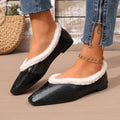 Export square toe fleece-linedthickenedheattech cotton shoes for women winternew arrivalplus size cross-border flatsflatsflats shoes