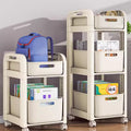 School bag storage rack, movable trolley, book storage rack, for home, multi-layer student bag storage under the table, pulley cabinet