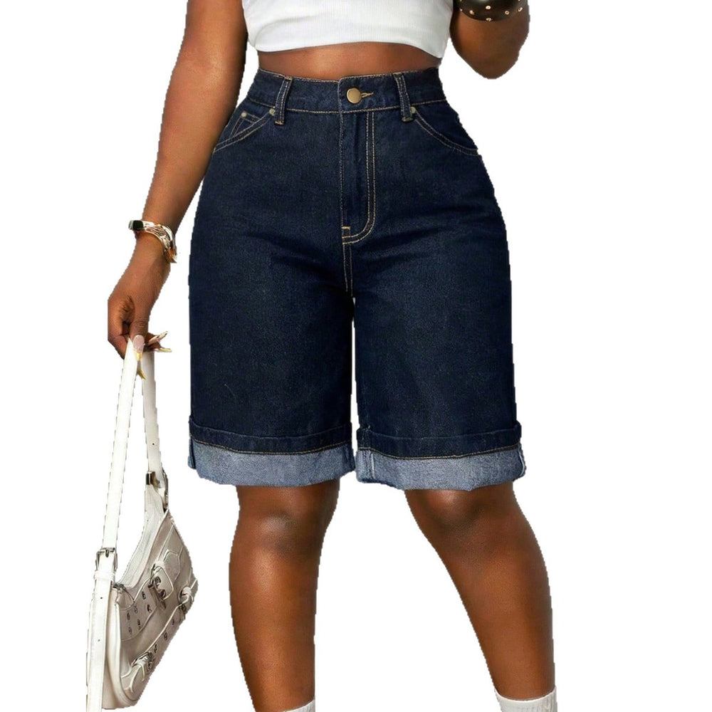 Fashionjeans women's dark original cow hem half length pants american casualhigh waiststraight-legloose denim half length pants
