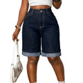 Fashionjeans women's dark original cow hem half length pants american casualhigh waiststraight-legloose denim half length pants