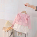 Girls' spring/autumn outfit set: stylish long-sleeve set for babies, new princess-style cute and sweet dress