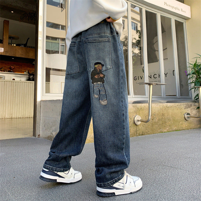 Boys' spring pants  new collection: spring/autumn loose-fit jeans for older boys