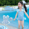 Blue bowknot one-piece swimsuit for girls - super fairy style, trendy kids' swimwear, new summer collection
