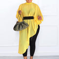 African women's clothing  fashion solid color plus size mother's dress irregular chiffon cross-border dress