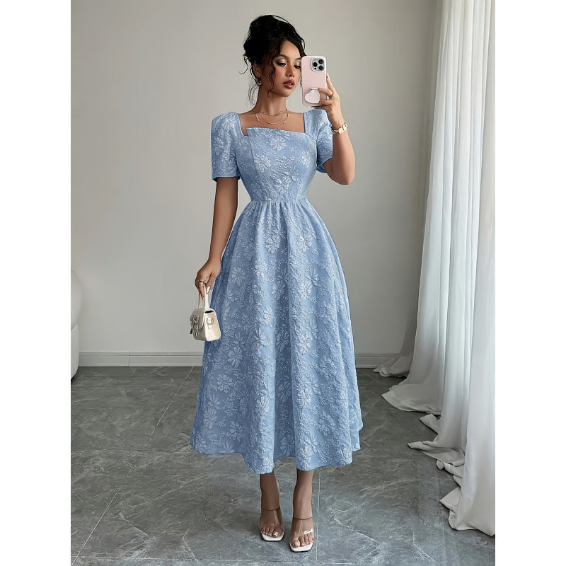 code new arrival  original women's elegancestylish neckline short-sleeved a-line skirt