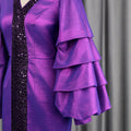 New sequin patchwork lantern sleeve dress - ruched waist, slim fit african robe, evening gown for banquets