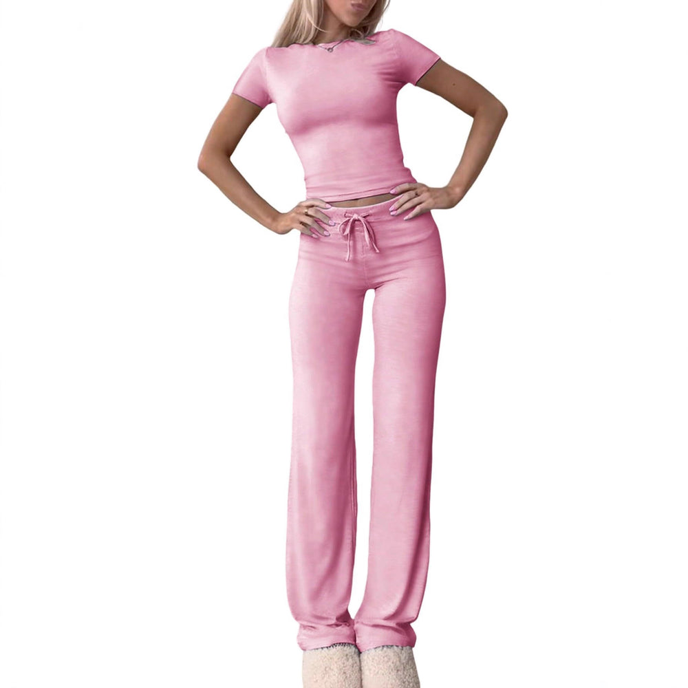 2025 amazon fashion cross-border new casual suit short sleeve tops pants home clothes sportswear yoga clothes