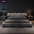 Italian normcore bedroom for home large bed ear bed gray fabric double bed casual soft bag light luxury large bed wedding bed