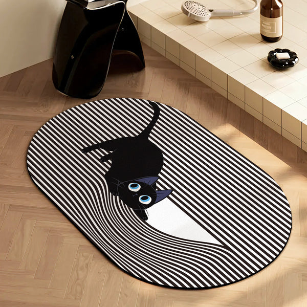 Bathroom absorbent foot mats, diatom mud floor mats, cute cartoon toilet, quick-drying non-slip carpet at the door of the toilet, bathroom