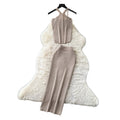 Sexy holiday style knittinghalter vest lazy high waist slit skirt women's summer elegant two-piece setwork clothing