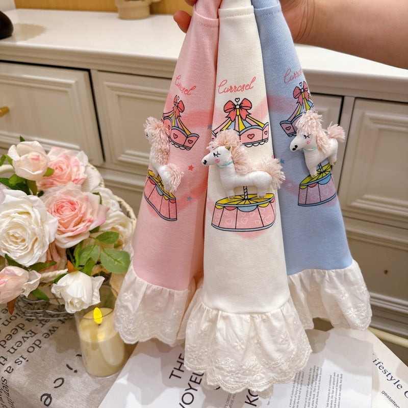 Springnew arrivalgirlk-style bottom sweatshirt baby girl kidsoutwear cartoon t-shirtlong sleevestops children's clothing