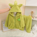Three-eyed baby boy zipper style girl heattech pajamas suitwinter winter clothing kidsflannel home clothes