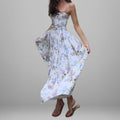 cross-border e-commerce women's fashion: european and american summer new arrivals - french style floral print square neck slip dress