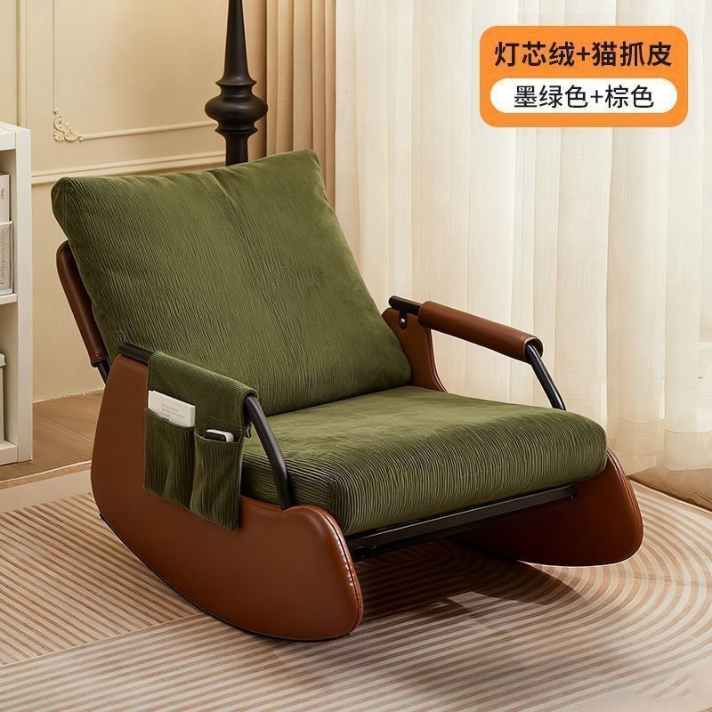 Scandinavian style casual chair rocking chair balcony plaid lazy sofa chair single courtyard living room bedroom nap chair