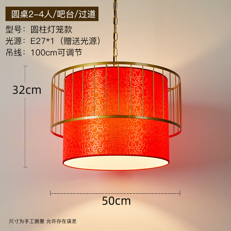 Chinese-style national tide chandelier Chinese-style round lantern lantern fixture Hot pot restaurant restaurant restaurant box booth with spotlight