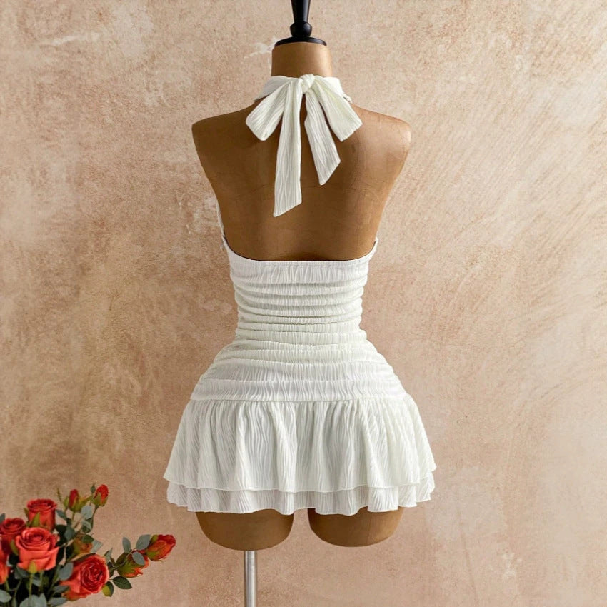 European and american cross-border   new backless sexy bodycon mini beach vacation women's dress