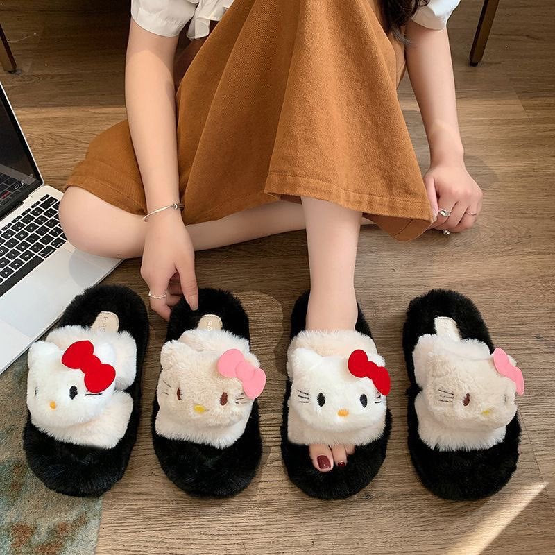 Cute cartoon cotton slippers for women, new autumn/winter 2025 collection, outdoor wear, thick sole, height increasing, fuzzy warm slippers
