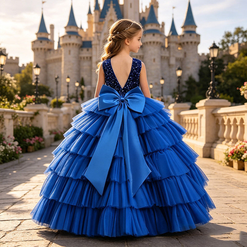 European and american style cross-border girls' formal dress cake skirt for prom, girls' clothing, children's runway show, and children's day performance costume