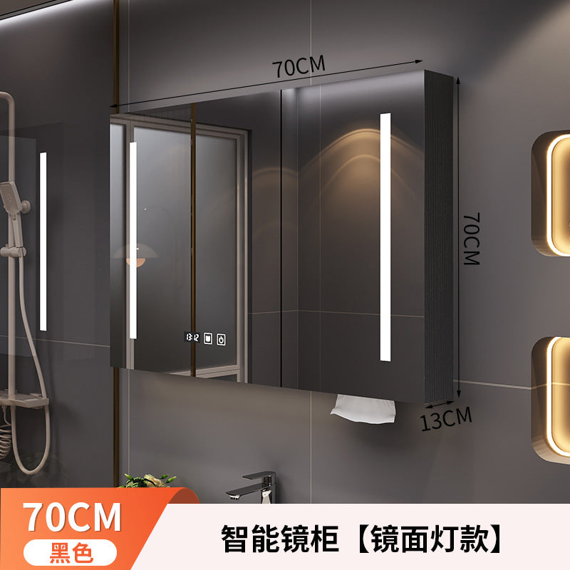 Smart bathroom mirror cabinet Wall-mounted with lamp defogging dressing Multi-layer solid wood storage cabinet Bathroom mirror cabinet