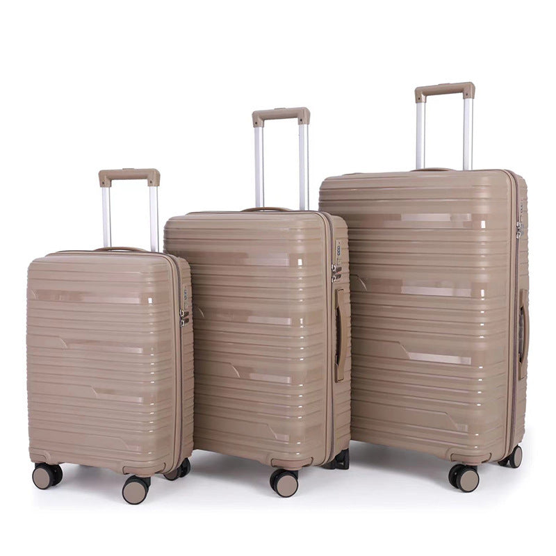 PP zipper box  set three sets of four trolley case sinking handle sinking lock color scheme explosion-proof rag factory wholesale